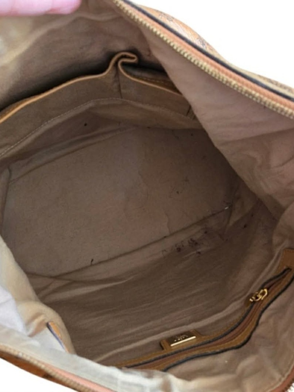 MCM Tan Monogram Shoulder Bag - Picture 5 of 13